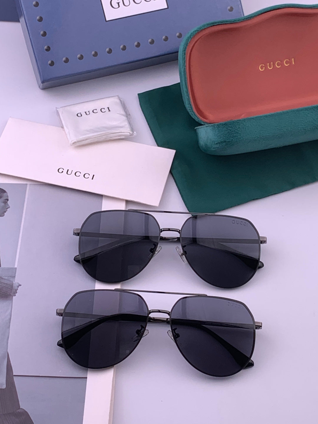 Gucci G9225 Polarized Aviator Gold Lens Sunglasses for Men - 448871 - detail image 8