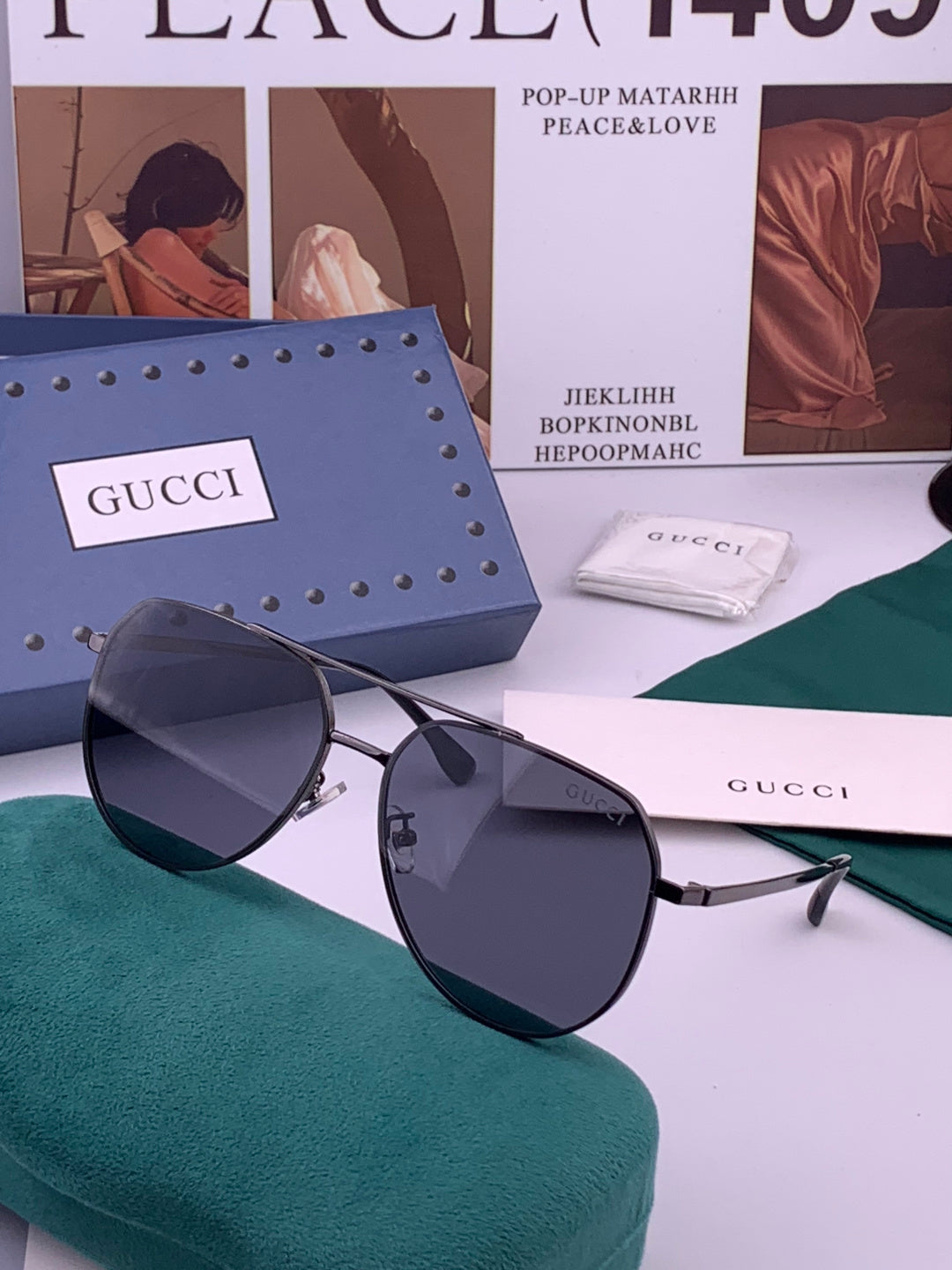 Gucci G9225 Polarized Aviator Gold Lens Sunglasses for Men - 448871 - detail image 2