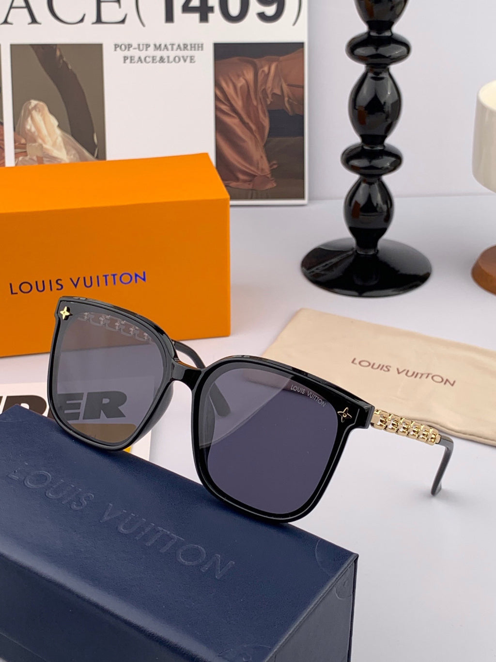 Louis Vuitton L8233 Oversized Red Lens Sunglasses for Men & Women - detail image 2