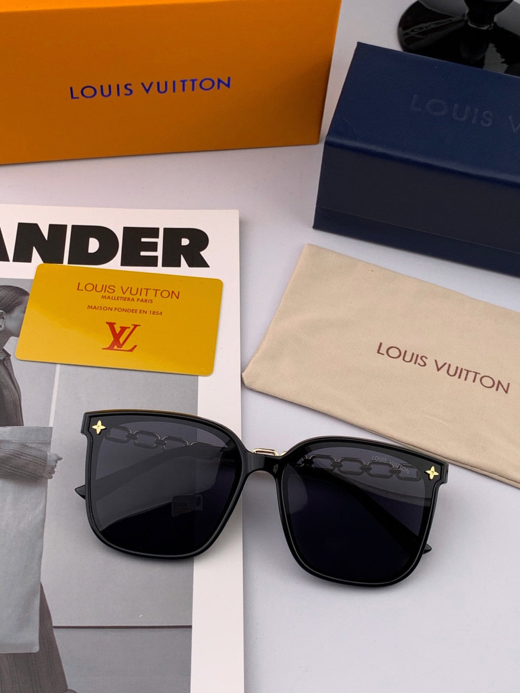Louis Vuitton L8233 Oversized Red Lens Sunglasses for Men & Women