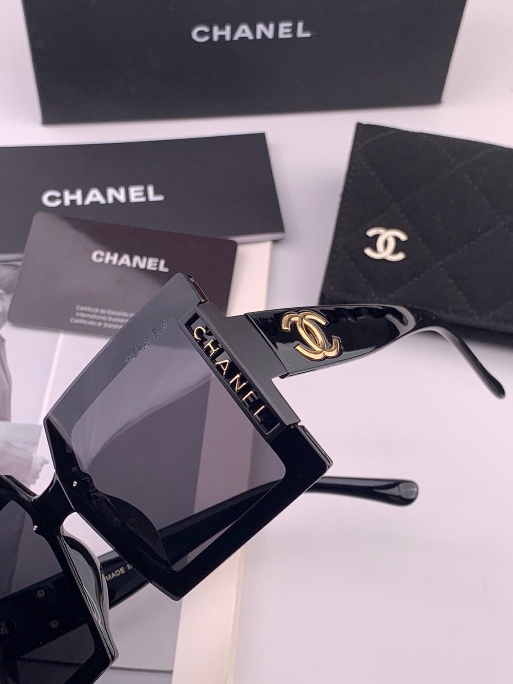 Chanel CH8615 Polarized Square Gold Lens Sunglasses for Women - 449041 - detail image 3