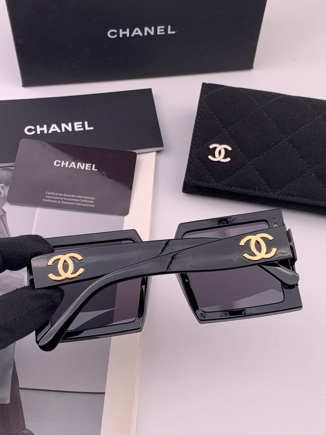 Chanel CH8615 Polarized Square Gold Lens Sunglasses for Women - 449041 - detail image 5