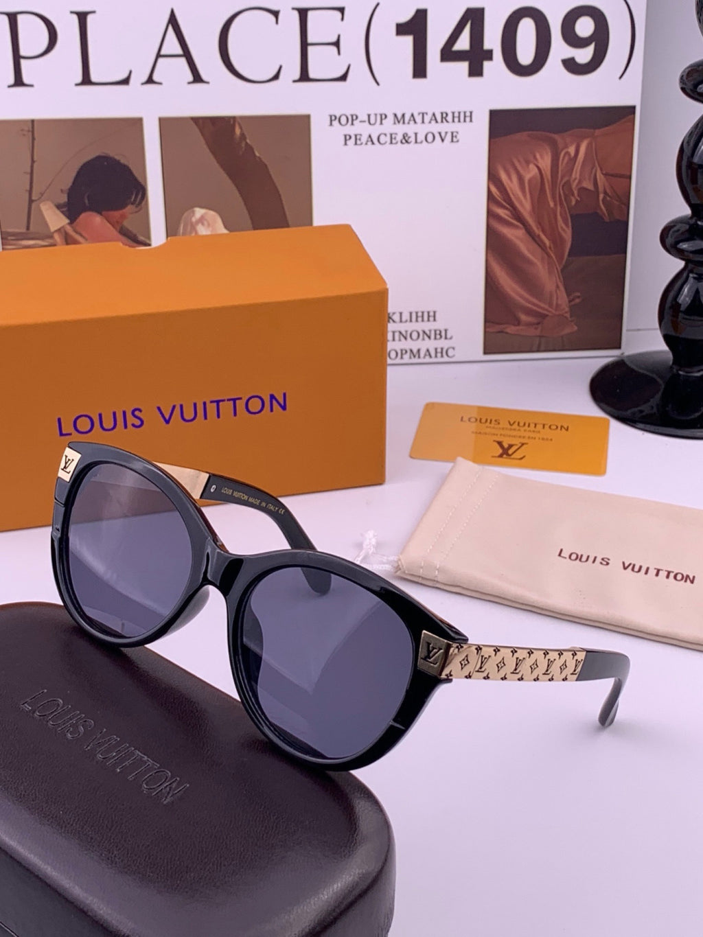 Louis Vuitton L87000 Oversized Black Lens Sunglasses for Men & Women - 448485 - detail image 2