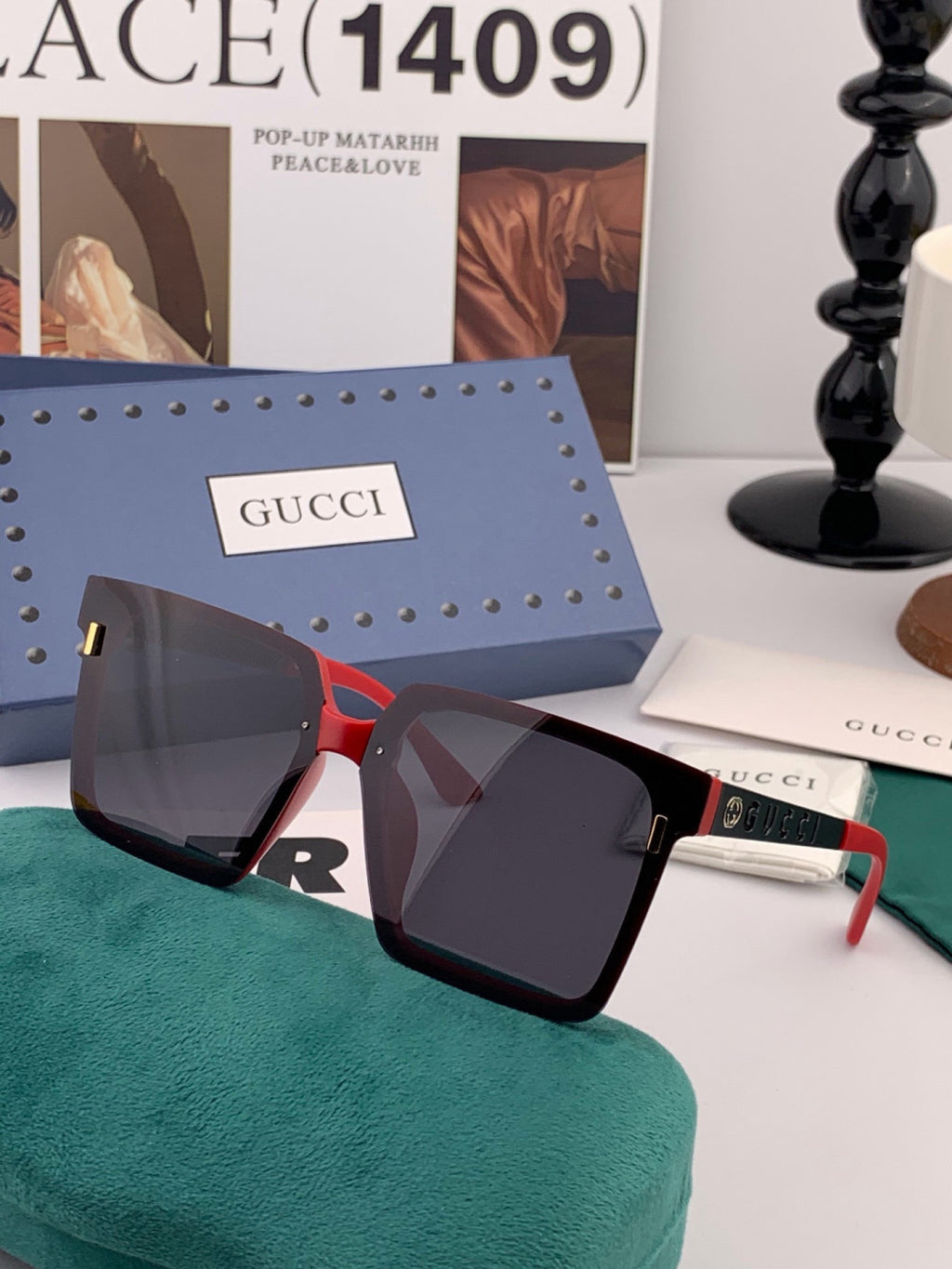 Gucci G50195 Polarized Square Red Lens Sunglasses for Men & Women - detail image 2