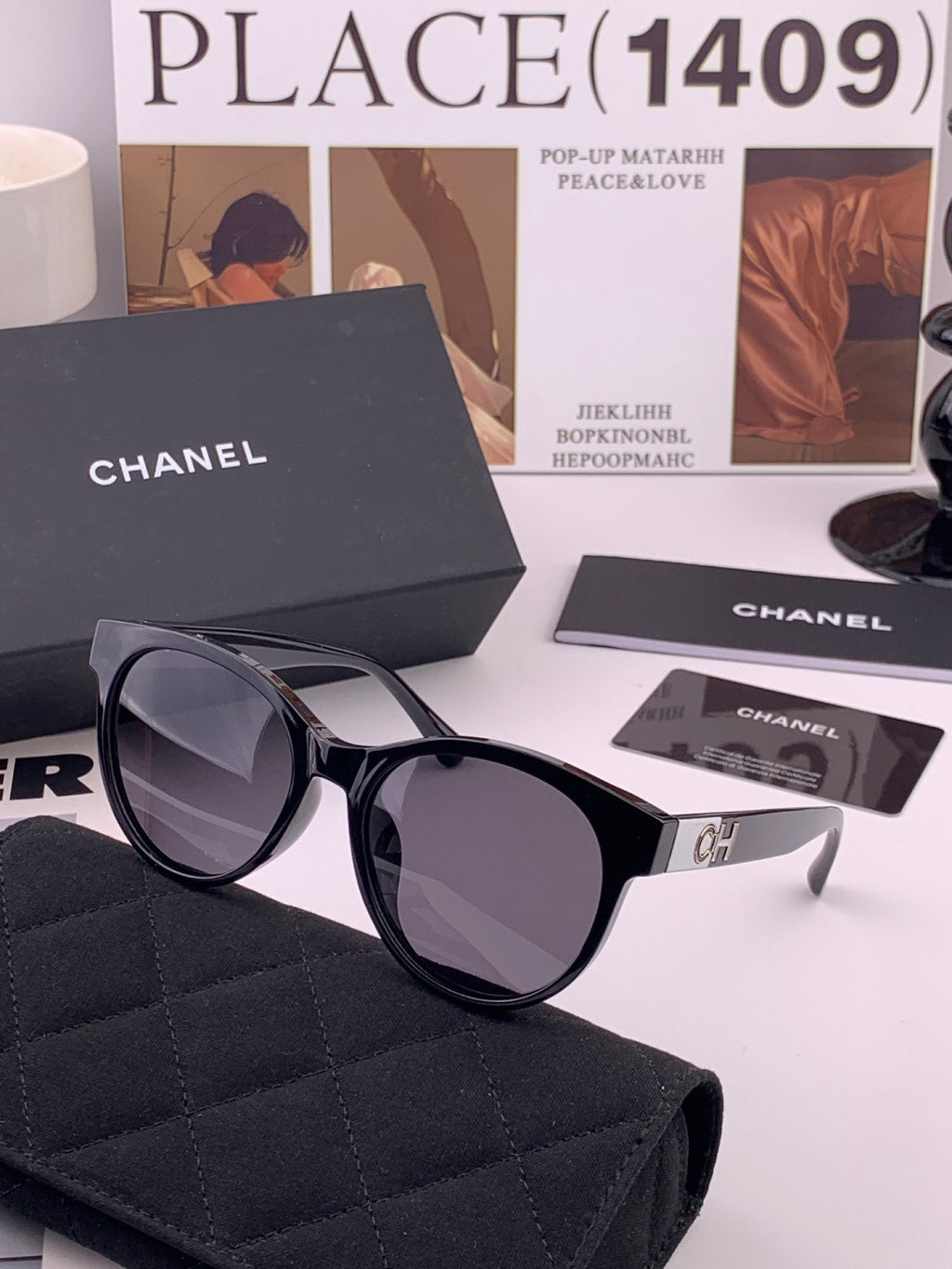 Chanel CH1787 Polarized Round Pink Lens Sunglasses for Women - 448975 - detail image 3