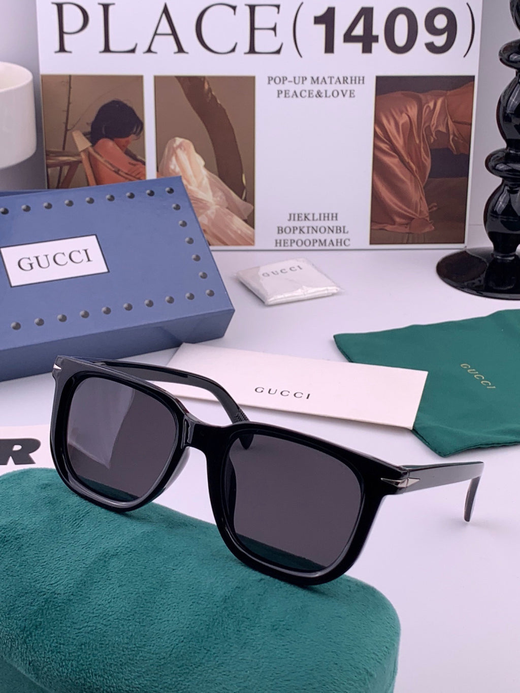 Gucci G3821 Polarized Square Gold Lens Sunglasses for Women - 448775 - detail image 3