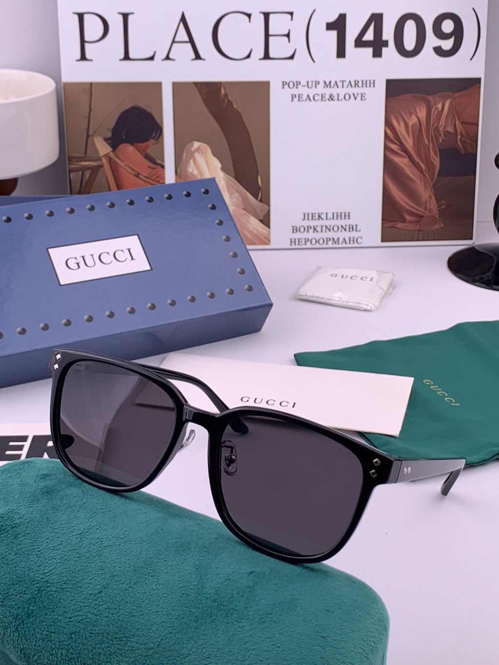 Gucci G9820 Polarized Square Gold Lens Sunglasses for Women - 448776 - detail image 4