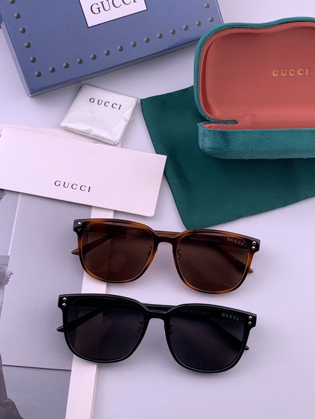 Gucci G9820 Polarized Square Gold Lens Sunglasses for Women - 448776 - detail image 7