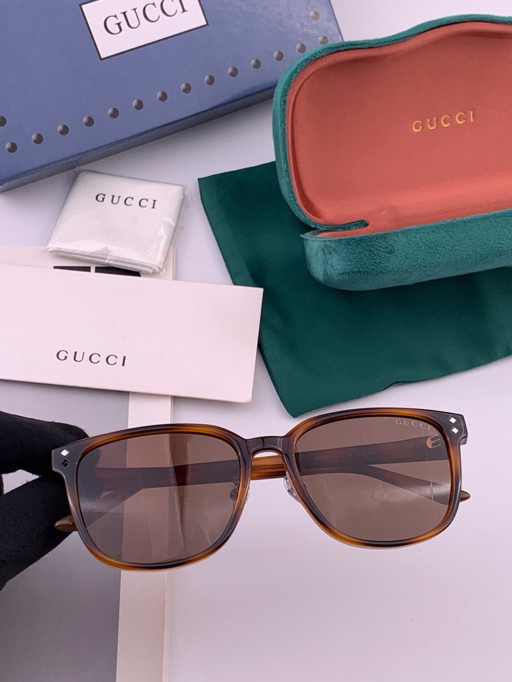 Gucci G9820 Polarized Square Gold Lens Sunglasses for Women - 448776