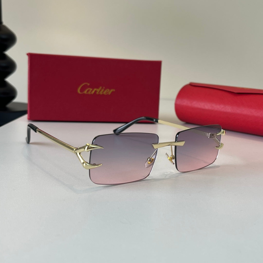 Cartier Lightweight Metal Rimless Silver Lens Sunglasses for Men & Wo - 487268