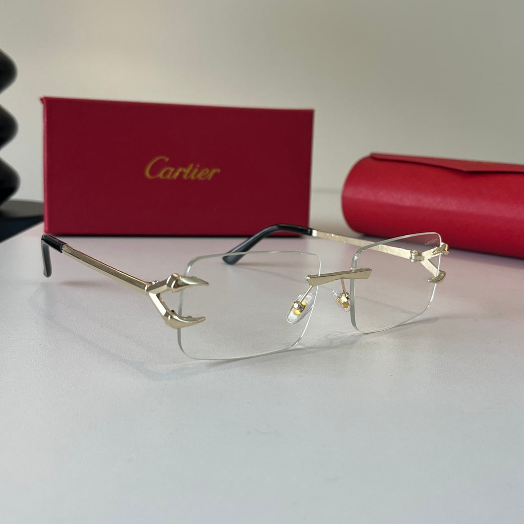 Cartier Lightweight Metal Rimless Silver Lens Sunglasses for Men & Wo - 465844