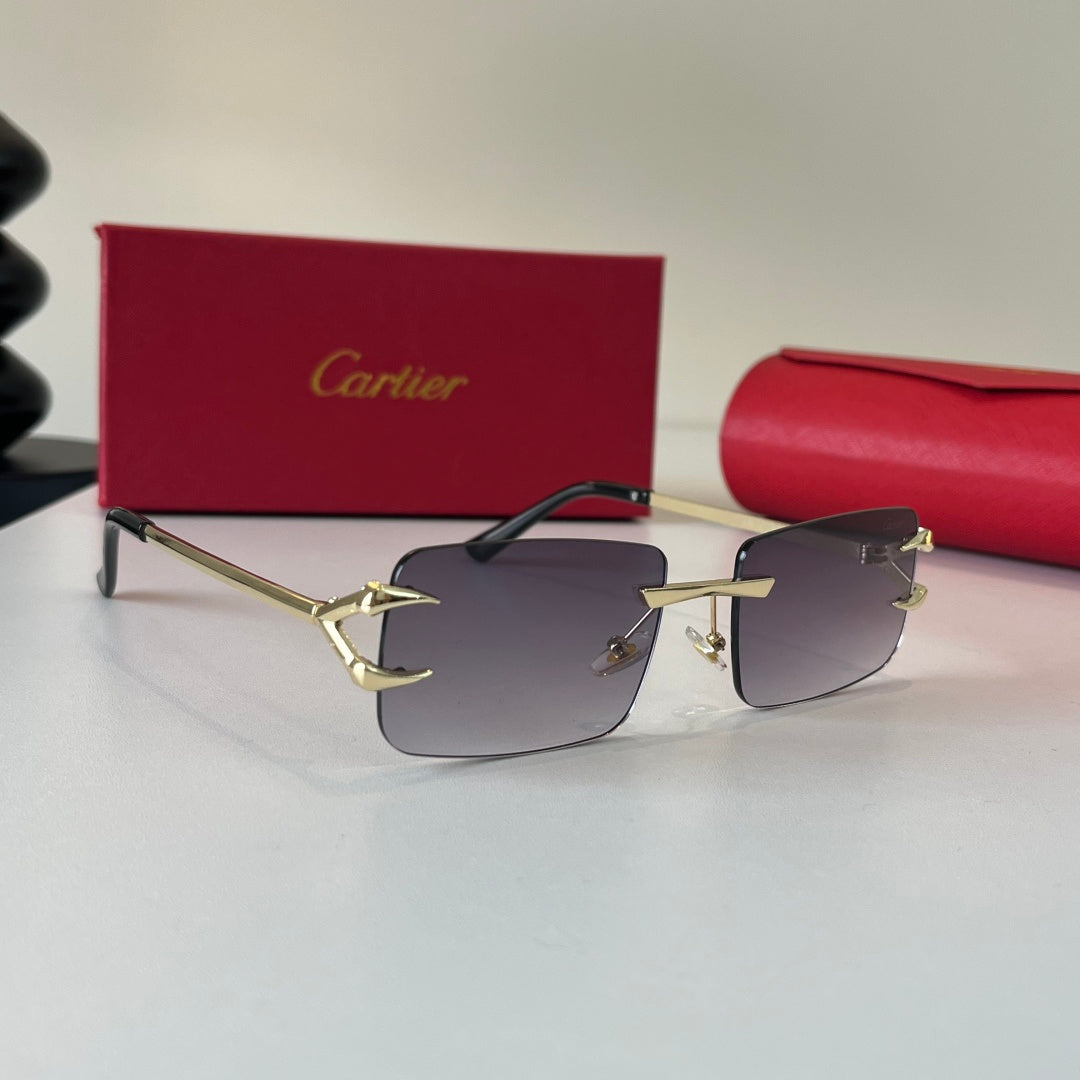 Cartier Lightweight Metal Rimless Silver Lens Sunglasses for Men & Wo - 465845