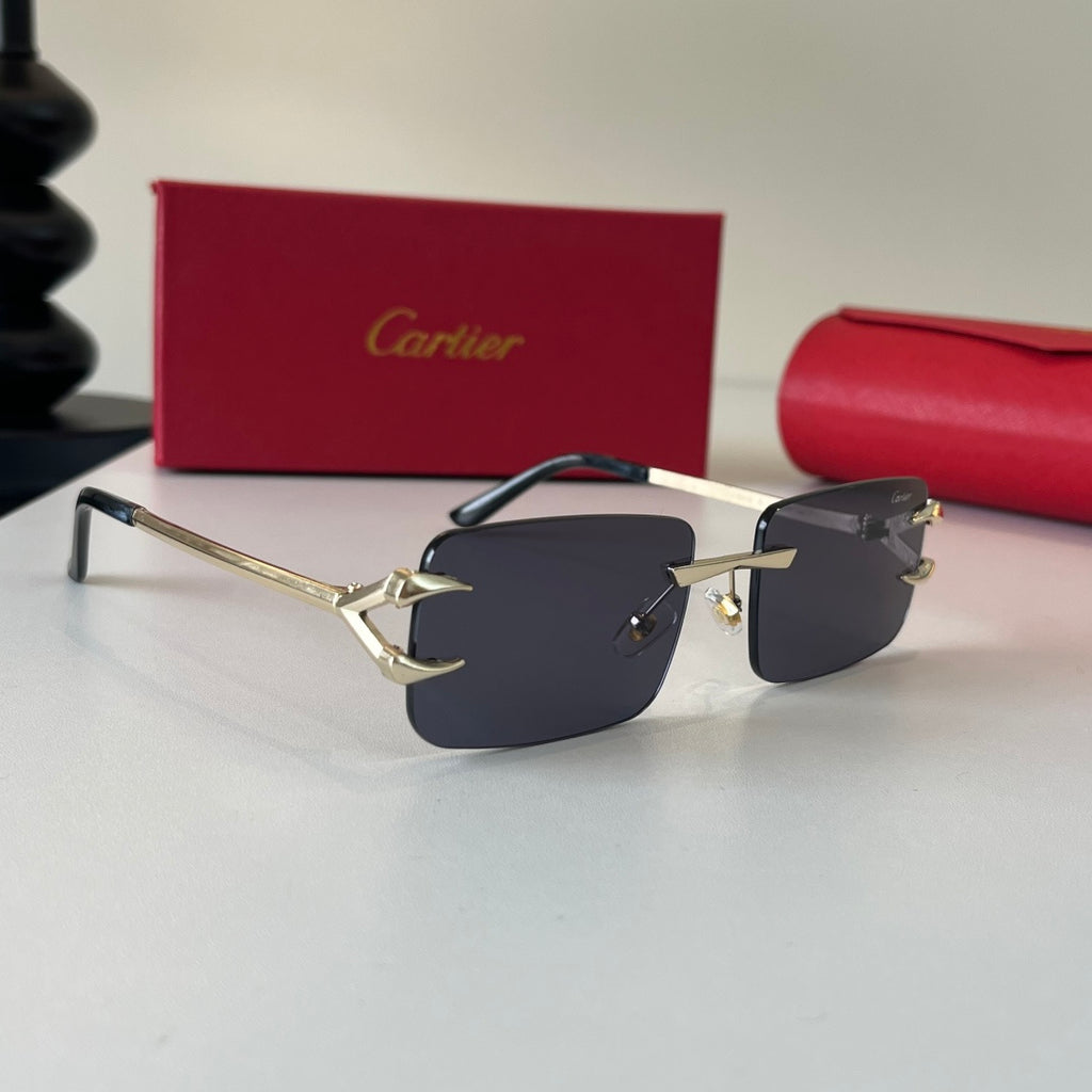 Cartier Lightweight Metal Rimless Silver Lens Sunglasses for Men & Wo - 465846