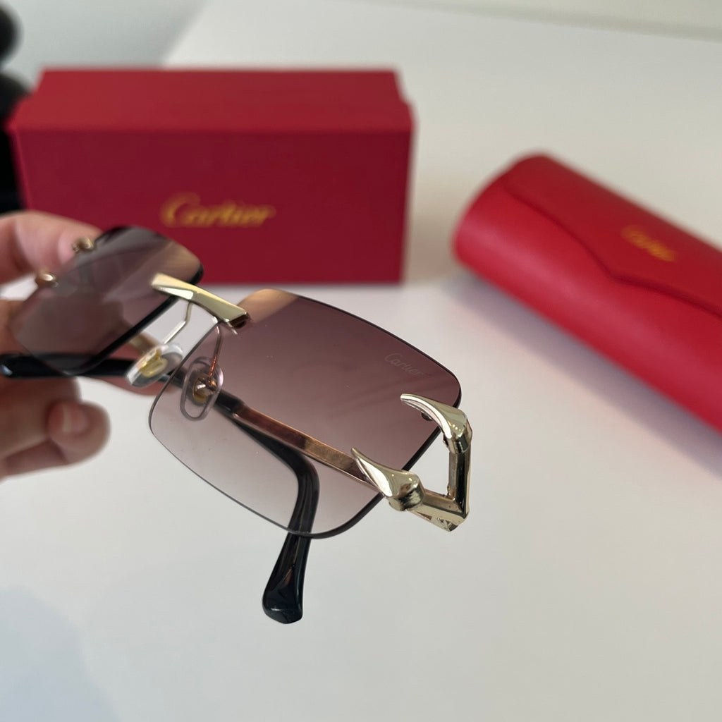 Cartier Lightweight Metal Rimless Red Lens Sunglasses for Men & Women - 465847 - detail image 4