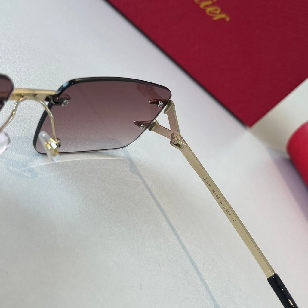 Cartier Lightweight Metal Rimless Red Lens Sunglasses for Men & Women - 487272 - detail image 9