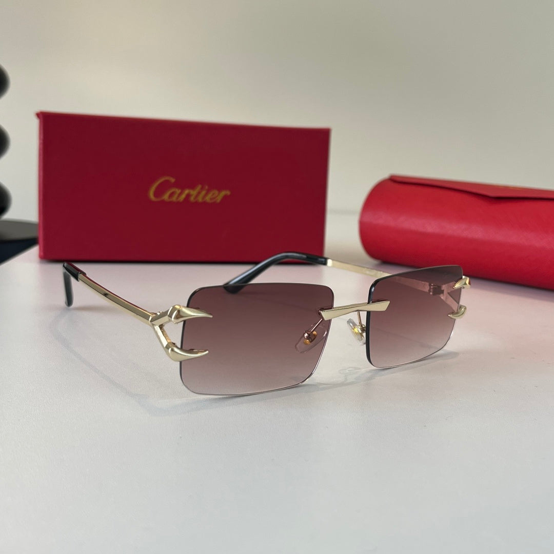Cartier Lightweight Metal Rimless Red Lens Sunglasses for Men & Women - 465863