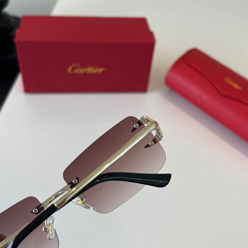 Cartier Lightweight Metal Rimless Red Lens Sunglasses for Men & Women - 487272 - detail image 6