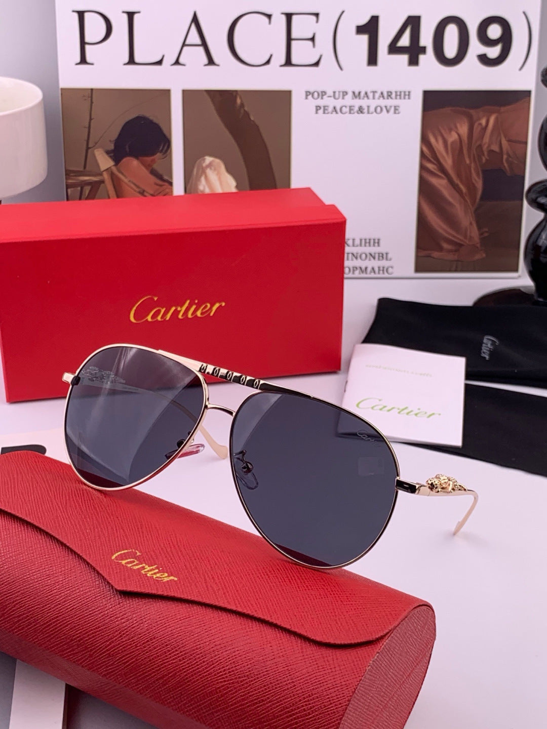 Cartier K41758 Fashion Red Lens Sunglasses for Men & Women - 465874 - detail image 3