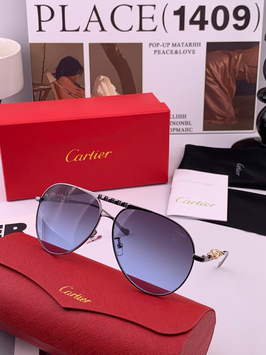 Cartier K41758 Fashion Red Lens Sunglasses for Men & Women - 465874