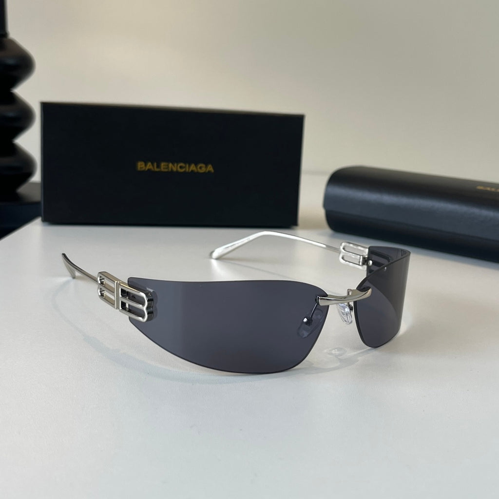 Balenciaga Rectangular Silver Lens Sunglasses for Men & Women - 487540