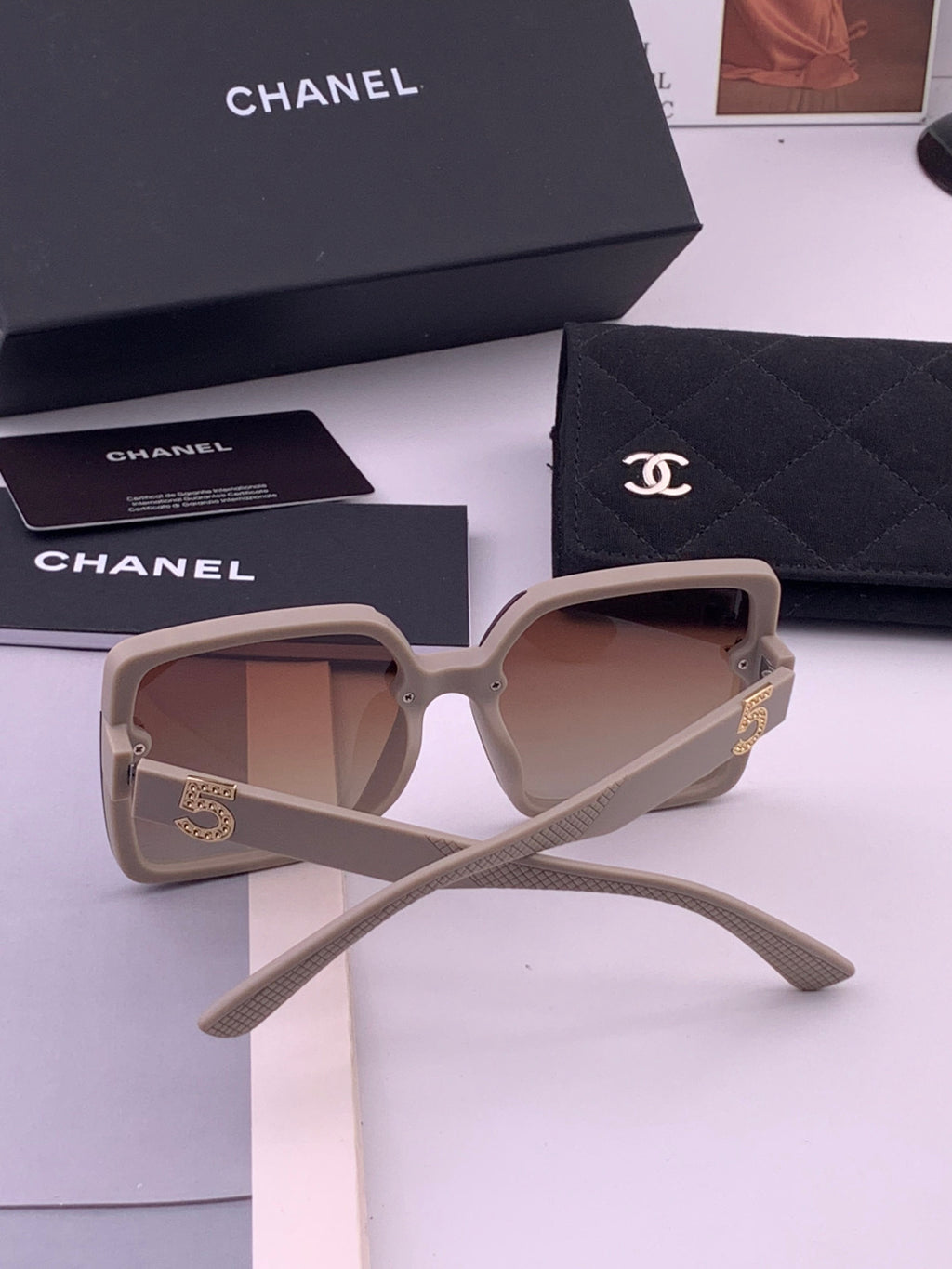Chanel CH9519 Polarized Square Brown Lens Sunglasses for Women - 465169 - detail image 6