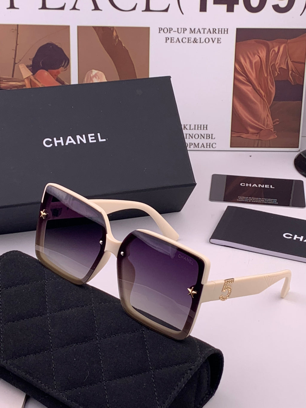 Chanel CH9519 Polarized Square Black Lens Sunglasses for Women - detail image 2