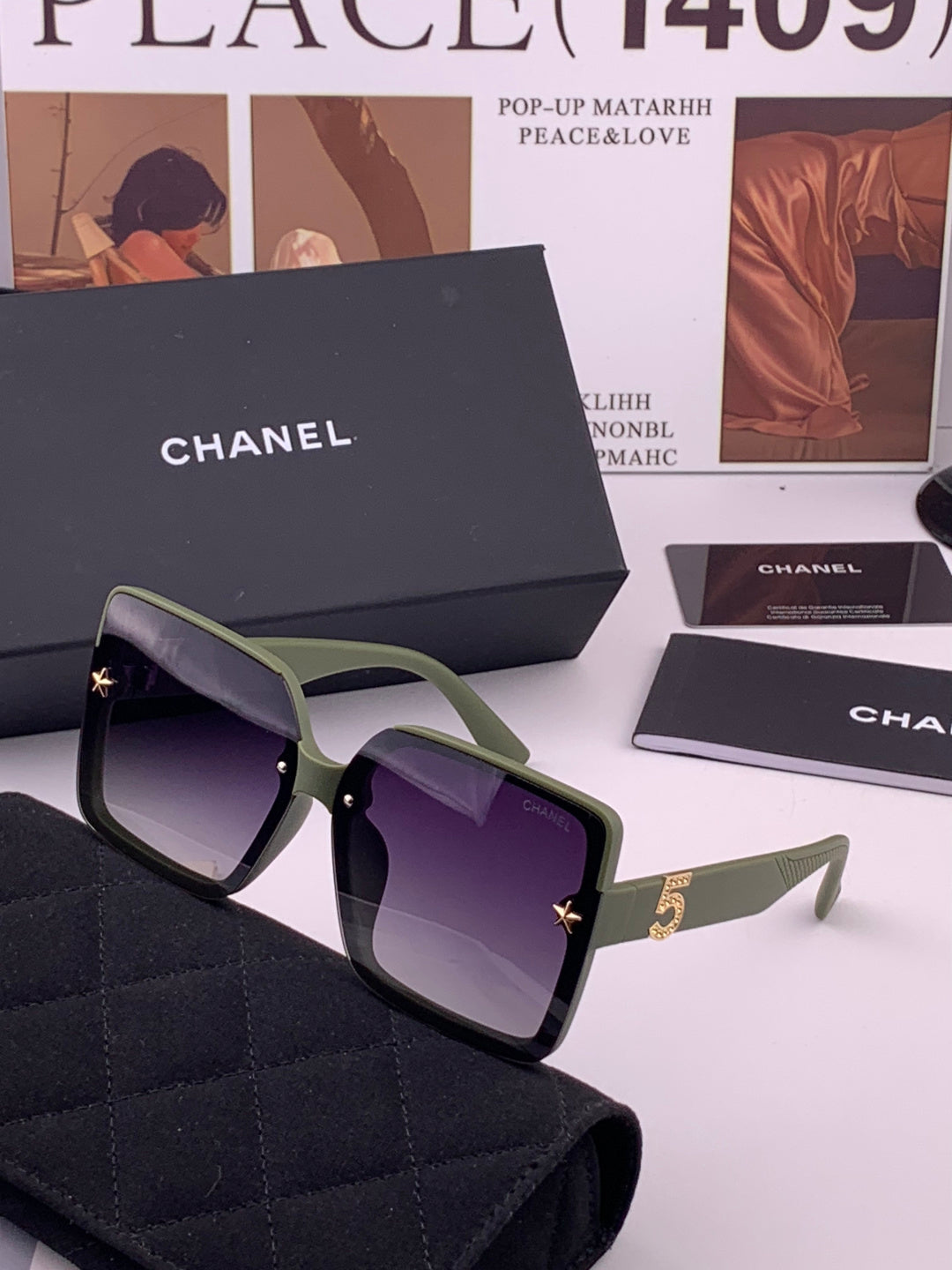 Chanel CH9519 Polarized Square Brown Lens Sunglasses for Women - detail image 2
