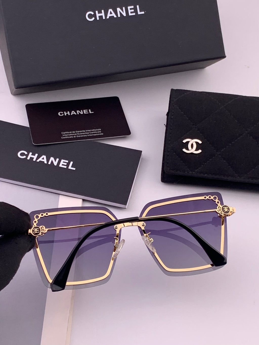 Chanel CH8791 Lightweight Rimless Gold Lens Sunglasses for Women - 465174 - detail image 6