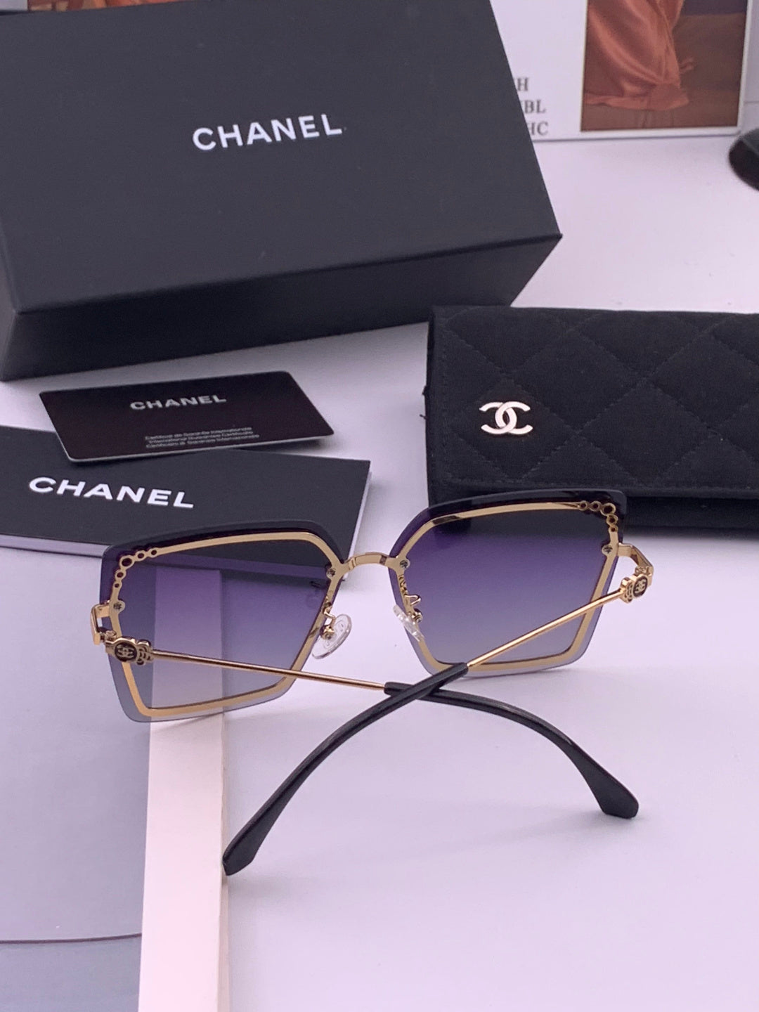 Chanel CH8791 Lightweight Rimless Gold Lens Sunglasses for Women - 465174 - detail image 7