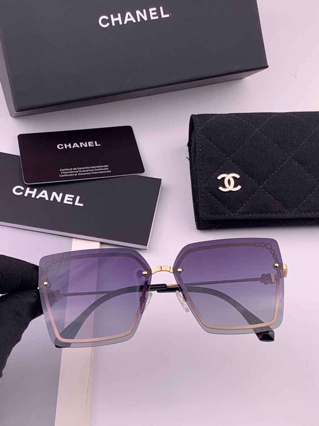 Chanel CH8791 Lightweight Rimless Gold Lens Sunglasses for Women - 465174