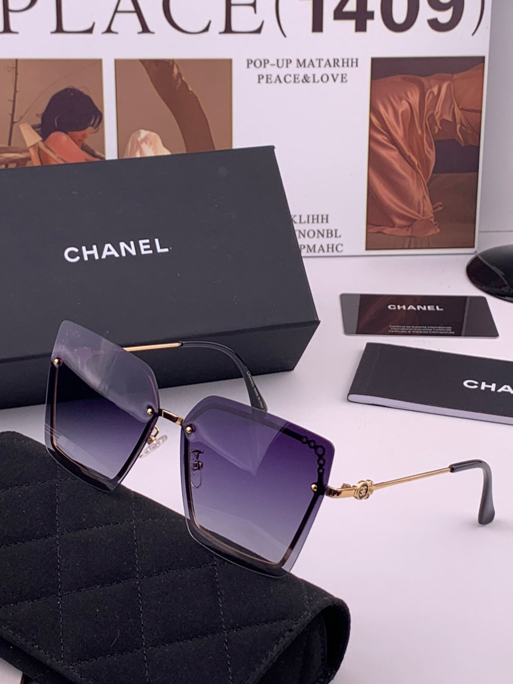 Chanel CH8791 Lightweight Rimless Gold Lens Sunglasses for Women - 465174 - detail image 2
