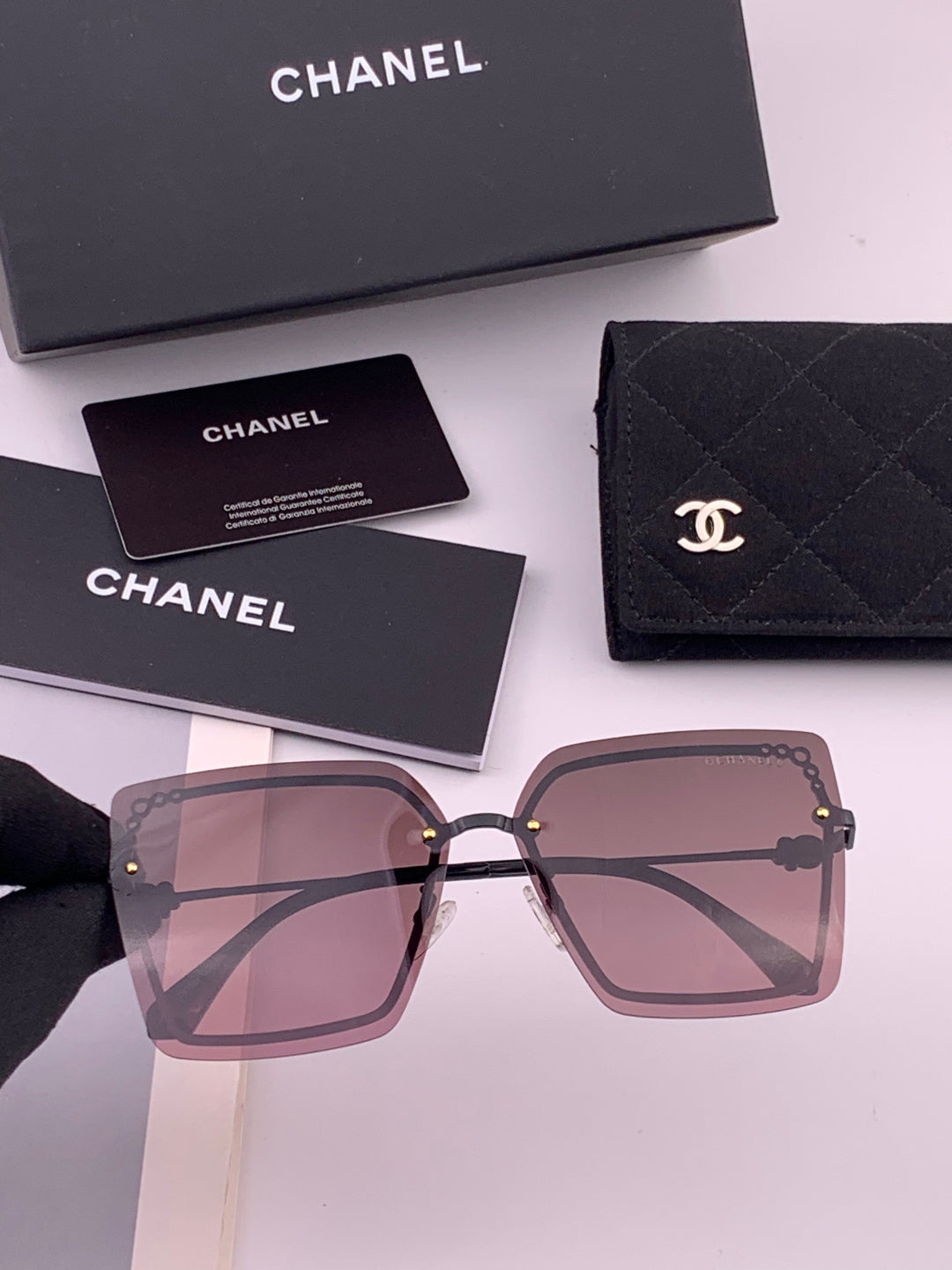 Chanel CH8791 Lightweight Rimless Gold Lens Sunglasses for Women