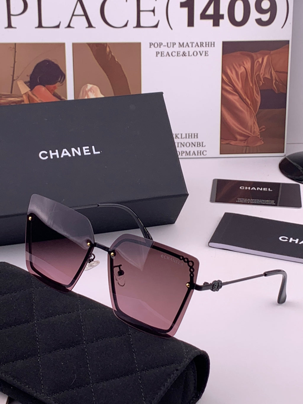 Chanel CH8791 Lightweight Rimless Gold Lens Sunglasses for Women - detail image 2