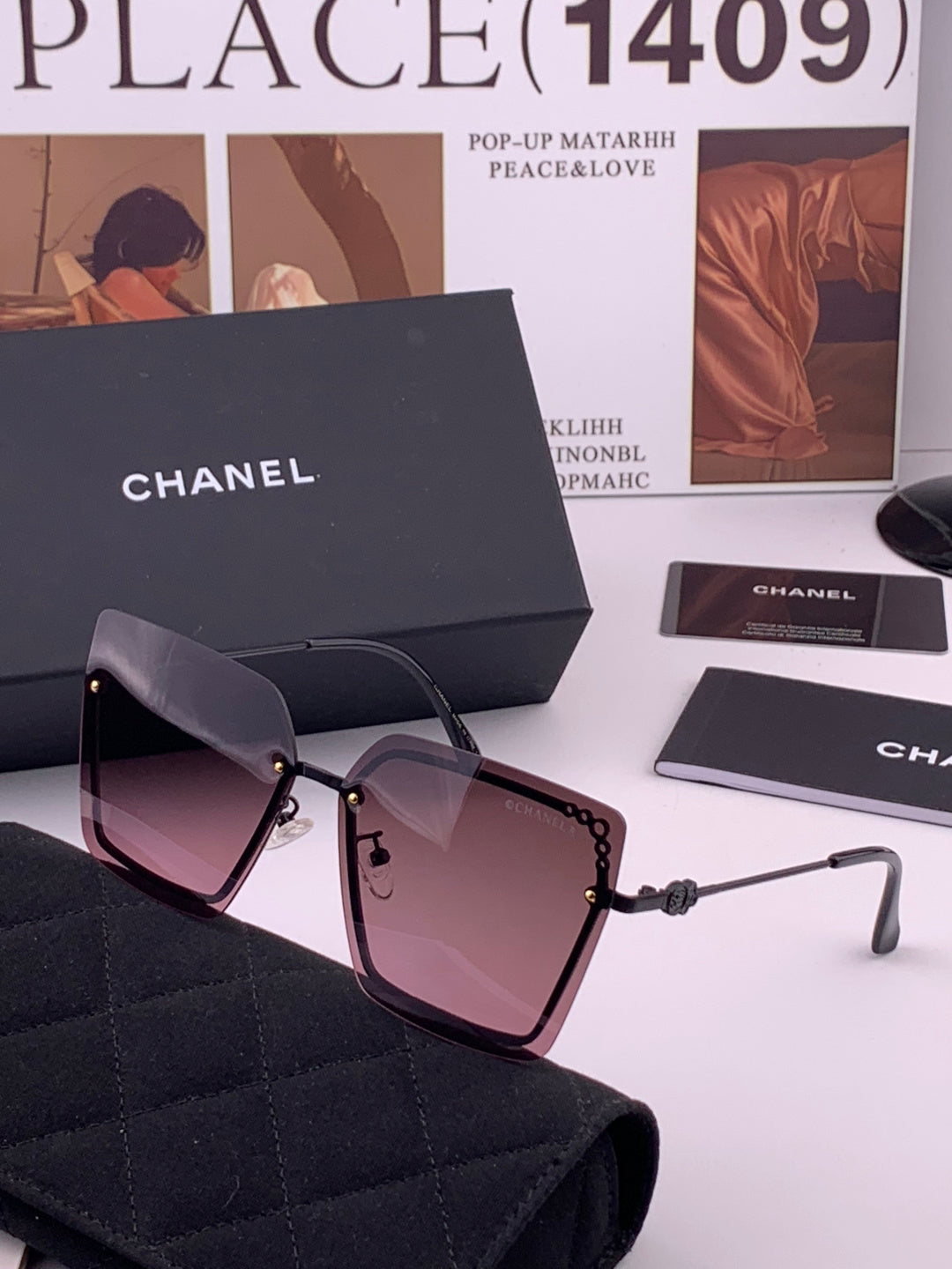 Chanel CH8791 Lightweight Rimless Gold Lens Sunglasses for Women - detail image 2