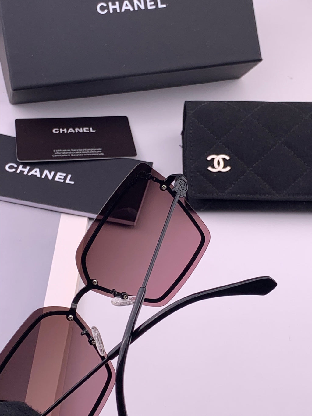 Chanel CH8791 Lightweight Rimless Gold Lens Sunglasses for Women - detail image 4