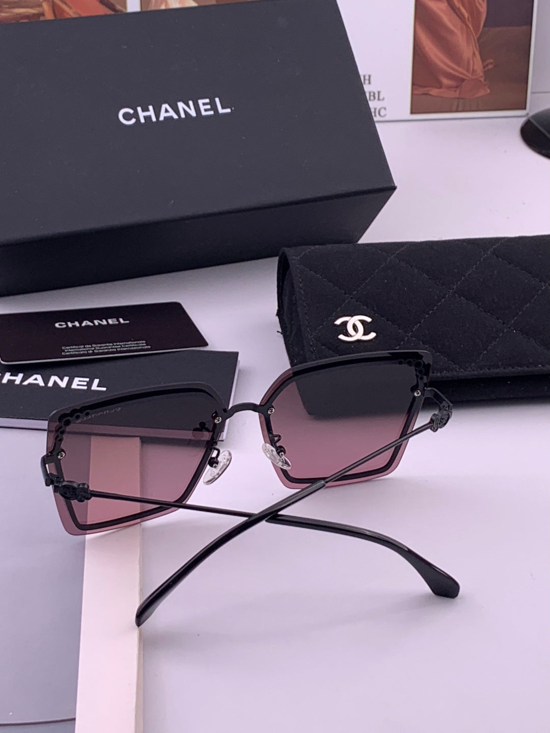 Chanel CH8791 Lightweight Rimless Gold Lens Sunglasses for Women - detail image 7
