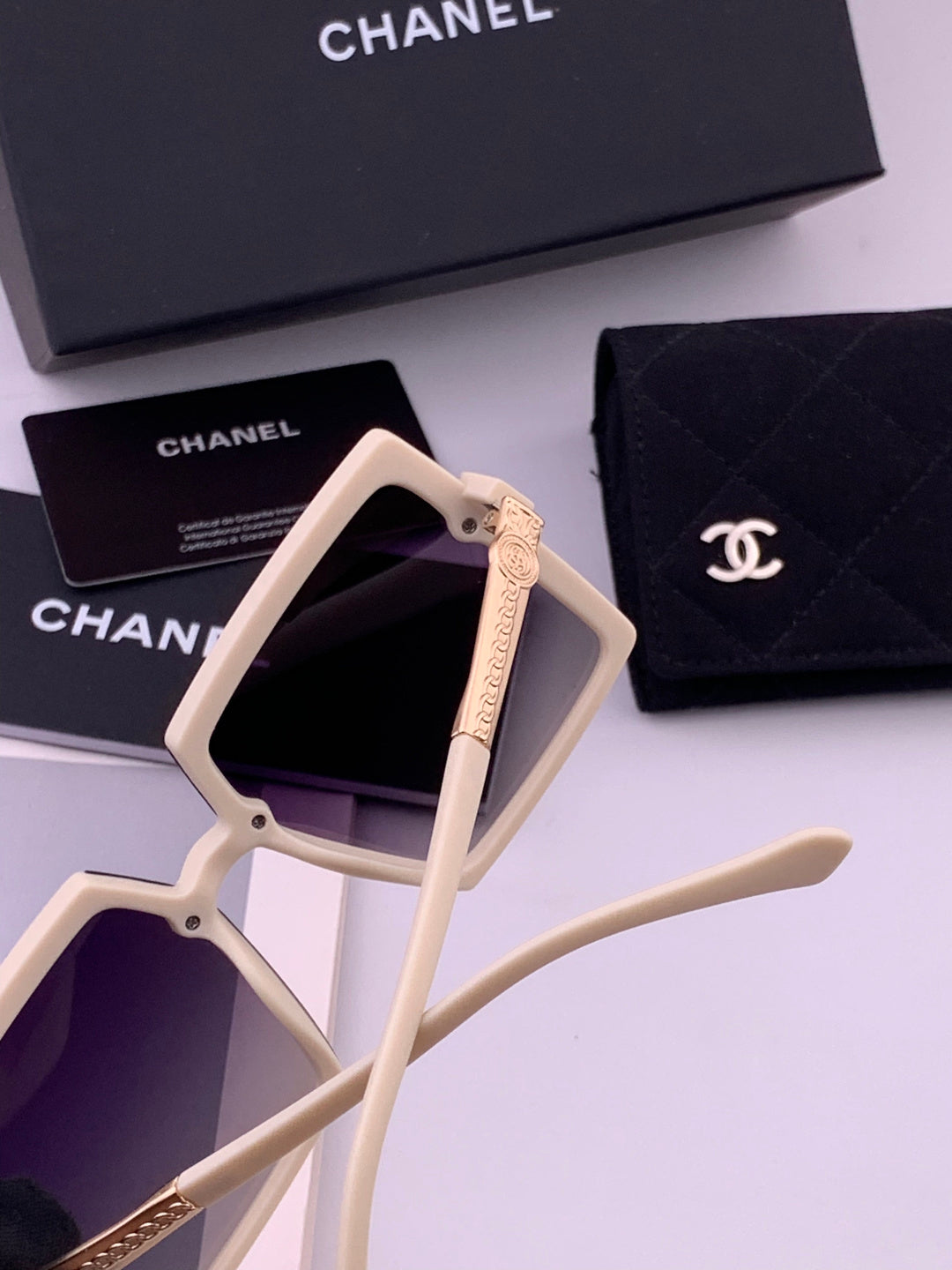 Chanel CH6711 Polarized Square Gold Lens Sunglasses for Women - 465176 - detail image 3