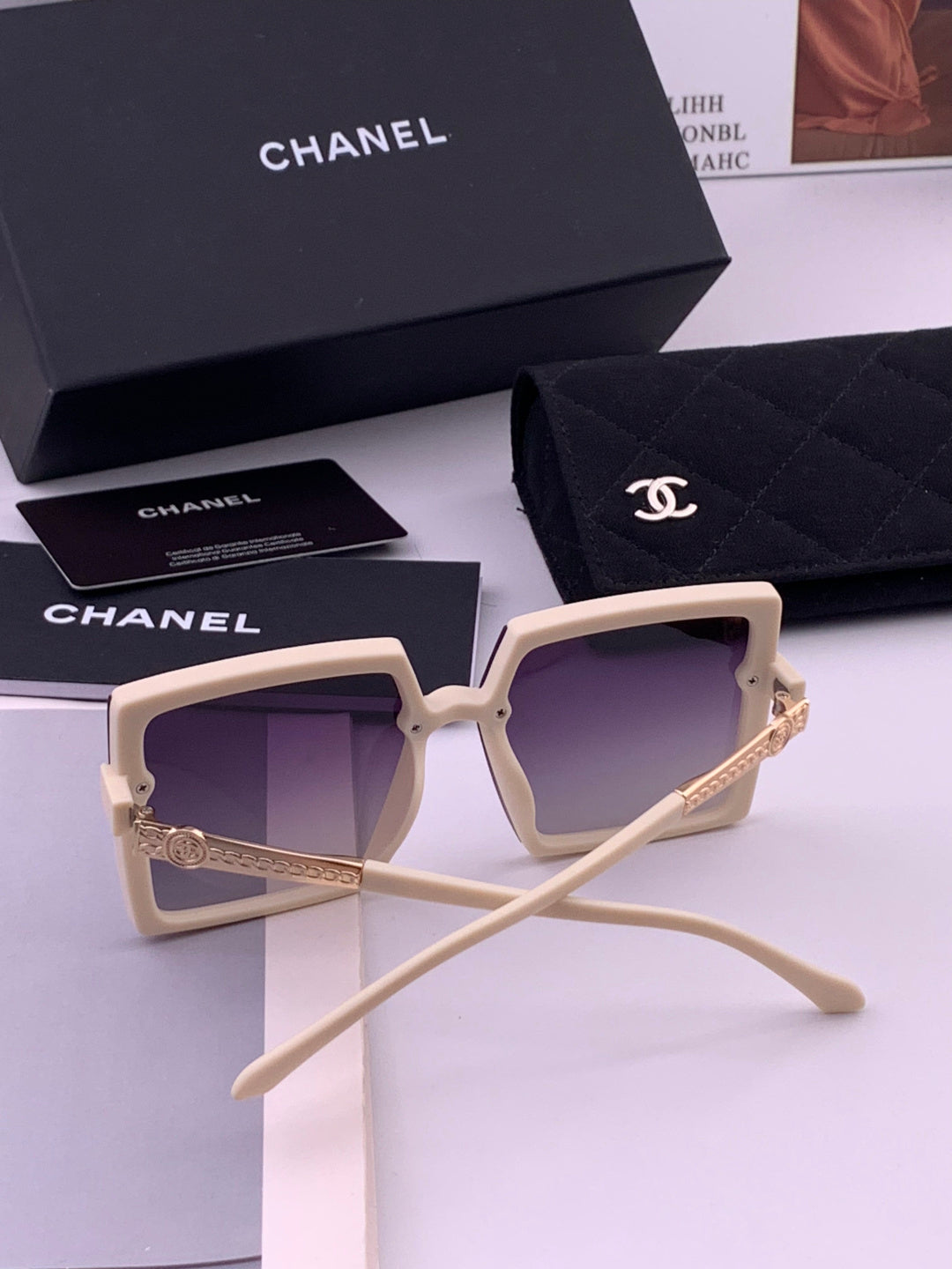 Chanel CH6711 Polarized Square Gold Lens Sunglasses for Women - 465176 - detail image 5