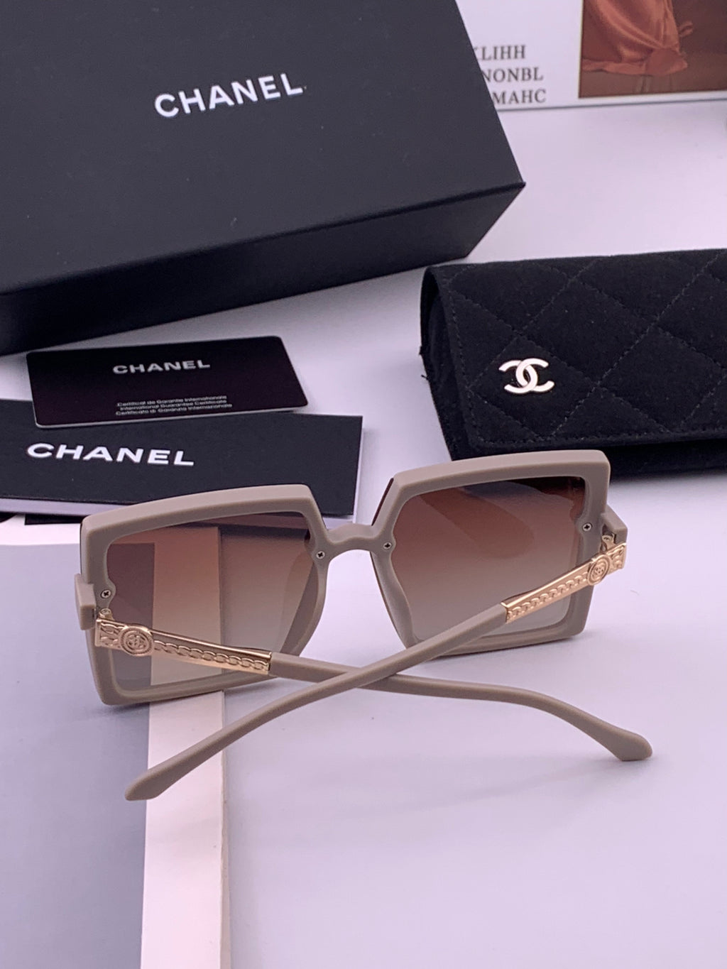 Chanel CH6711 Polarized Square Gold Lens Sunglasses for Women - 465177 - detail image 5