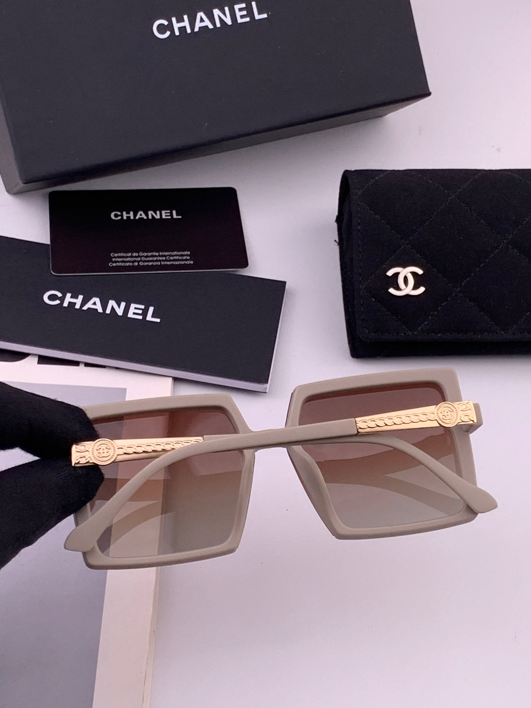 Chanel CH6711 Polarized Square Gold Lens Sunglasses for Women - 465177 - detail image 6