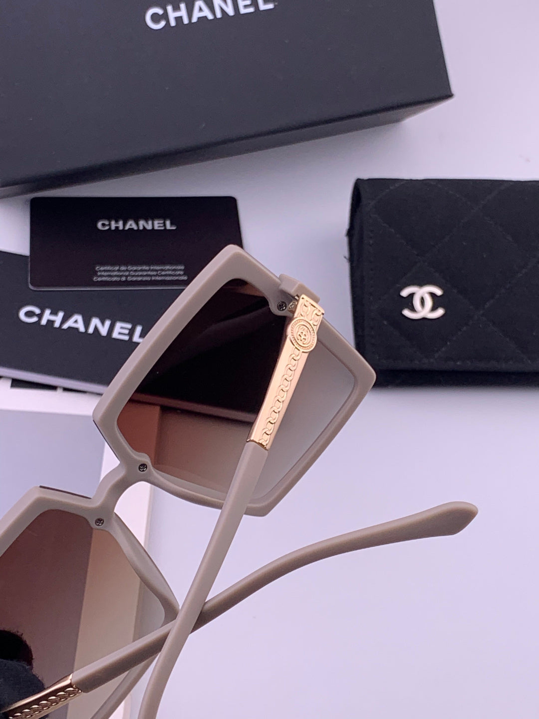 Chanel CH6711 Polarized Square Gold Lens Sunglasses for Women - 465177 - detail image 4
