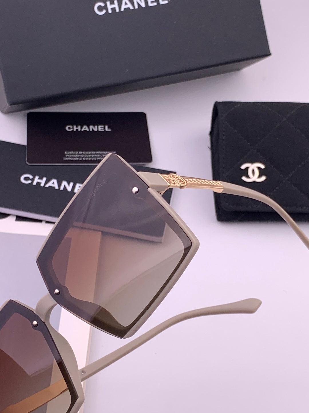 Chanel CH6711 Polarized Square Gold Lens Sunglasses for Women - 465177 - detail image 3