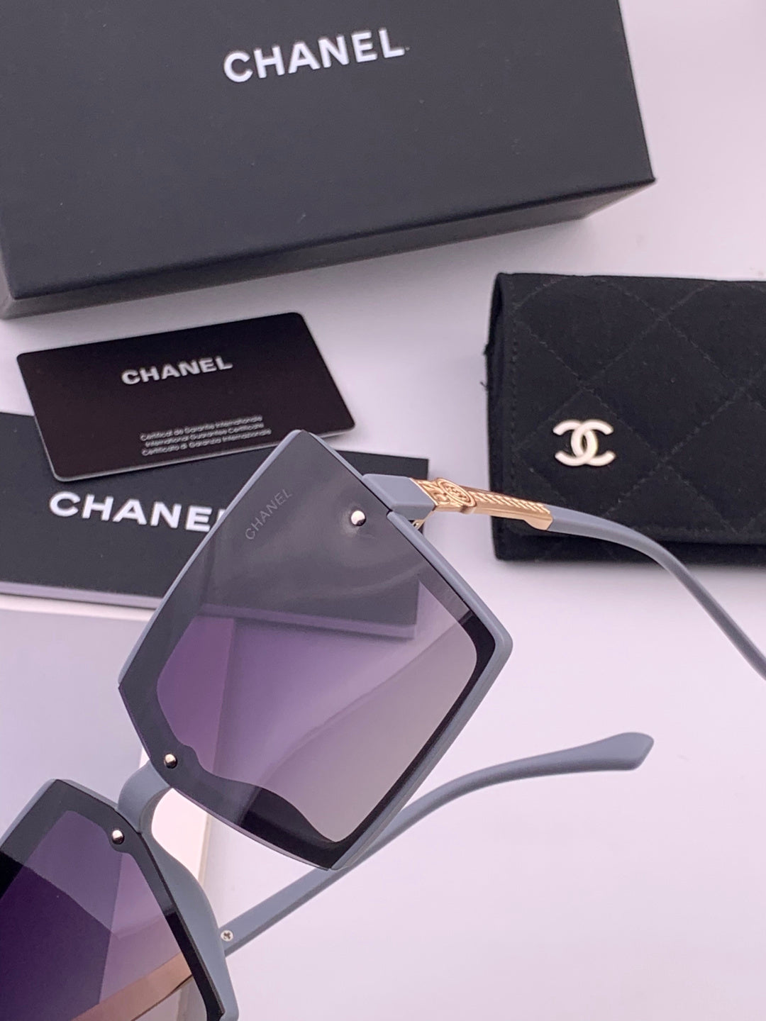 Chanel CH6711 Polarized Square Gold Lens Sunglasses for Women - 465178 - detail image 3
