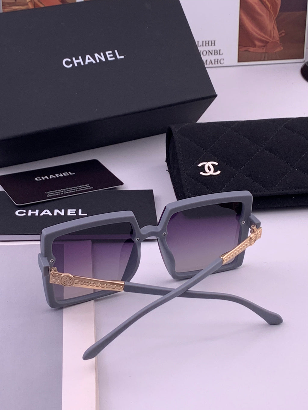 Chanel CH6711 Polarized Square Gold Lens Sunglasses for Women - 465178 - detail image 6