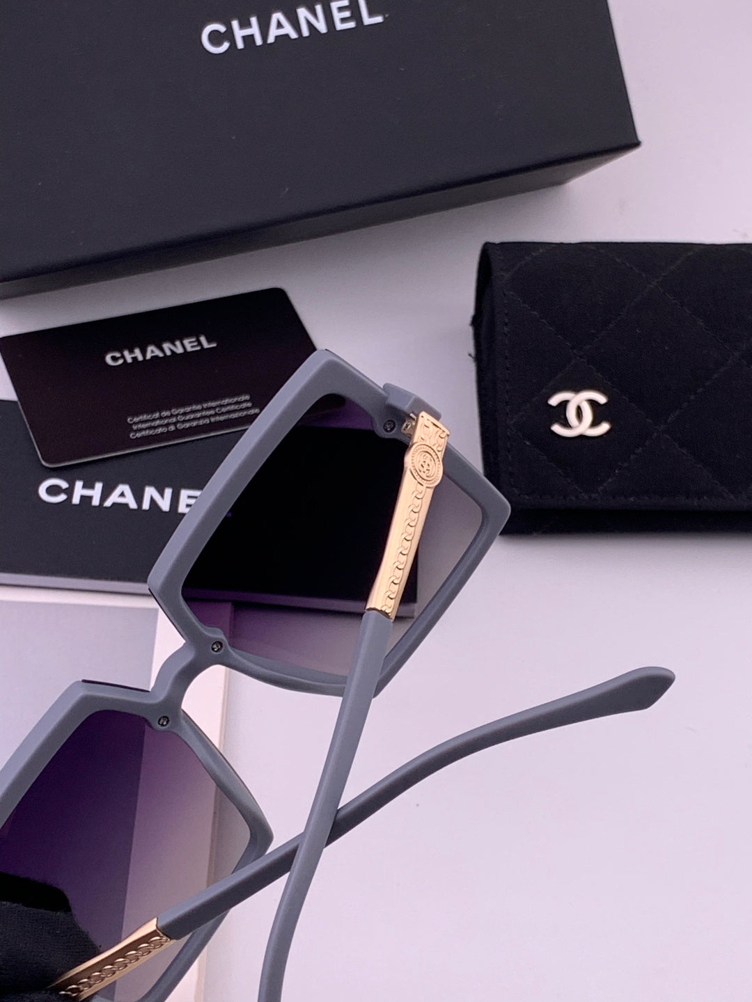 Chanel CH6711 Polarized Square Gold Lens Sunglasses for Women - 465178 - detail image 4