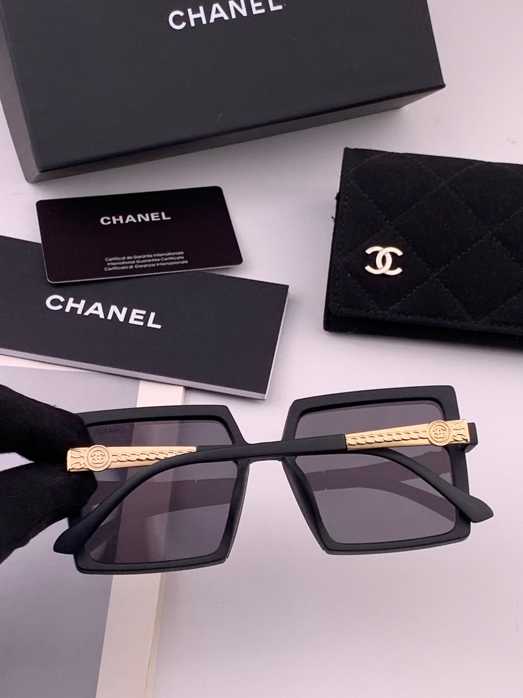Chanel CH6711 Polarized Square Gold Lens Sunglasses for Women - detail image 5