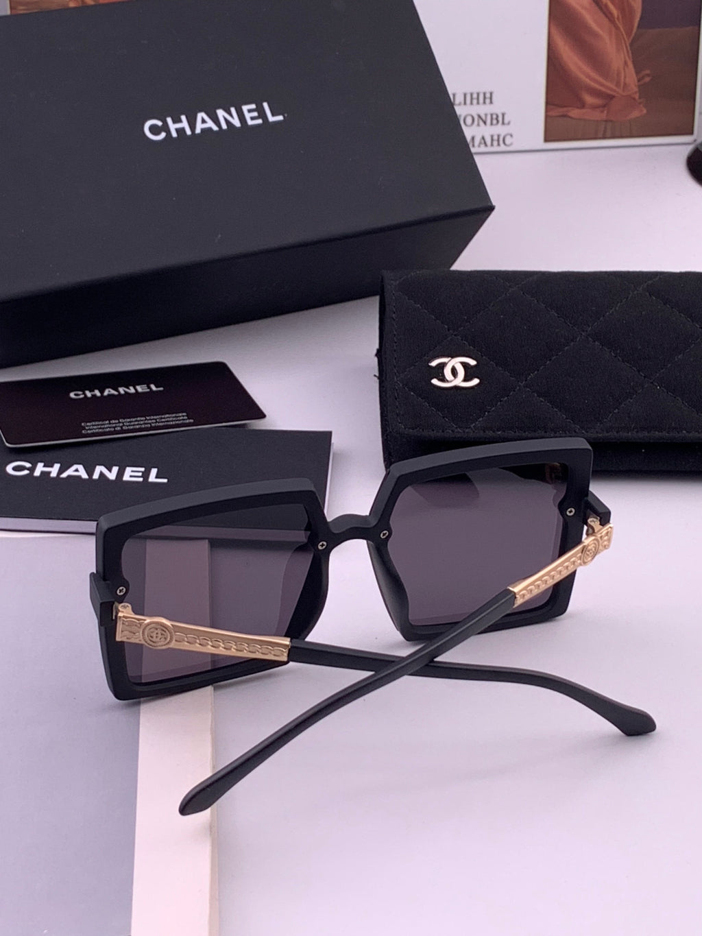 Chanel CH6711 Polarized Square Gold Lens Sunglasses for Women - detail image 6