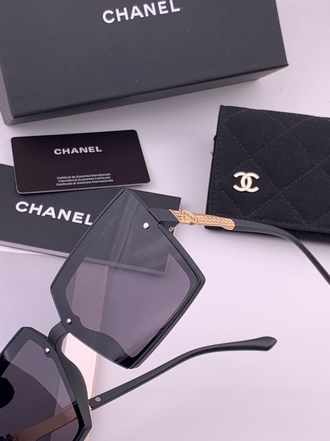 Chanel CH6711 Polarized Square Gold Lens Sunglasses for Women - detail image 3
