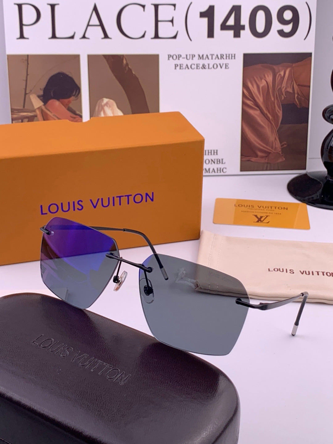Louis Vuitton L2253 Polarized Aviator Blue Lens Sunglasses for Men - 464743 - detail image 5
