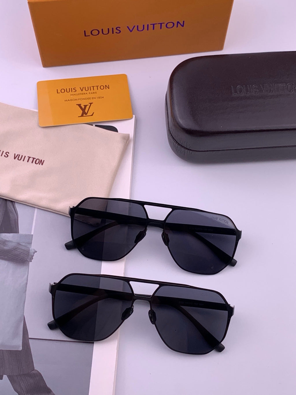 Louis Vuitton L3252 Polarized Aviator Orange Lens Sunglasses for Men - 464747 - detail image 7